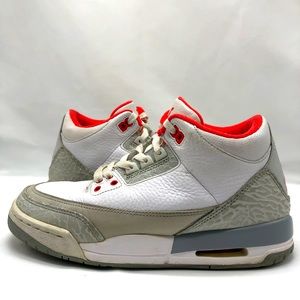 Nike Air Jordan 3 Retro (GS) Youth Sneakers Size 5Y 441140-101 White/Crimson
